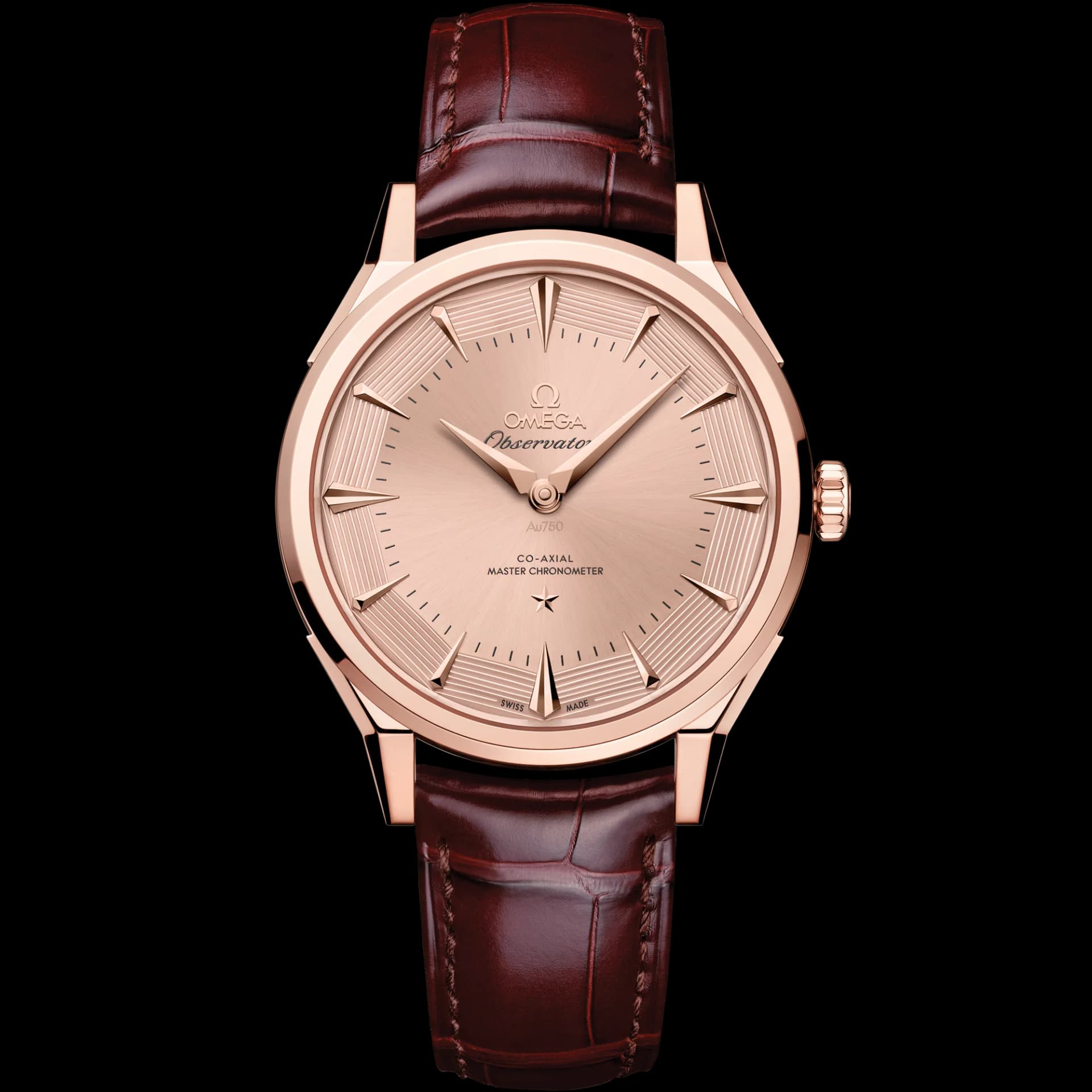 Omega Constellation Observatory Co-Axial Master Chronometer 39.4 mm – Sedna Gold on Alligator, Pink Dial 1