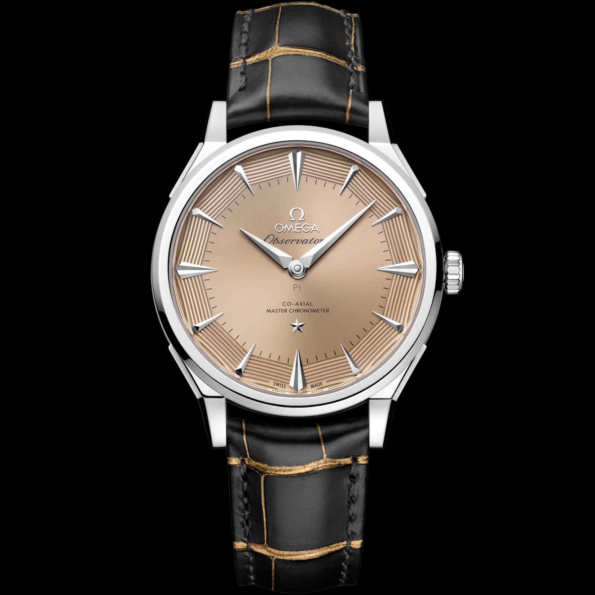Omega Constellation Observatory Co-Axial Master Chronometer 39.4 mm – Platinum-Gold on Alligator, Yellow Dial 1