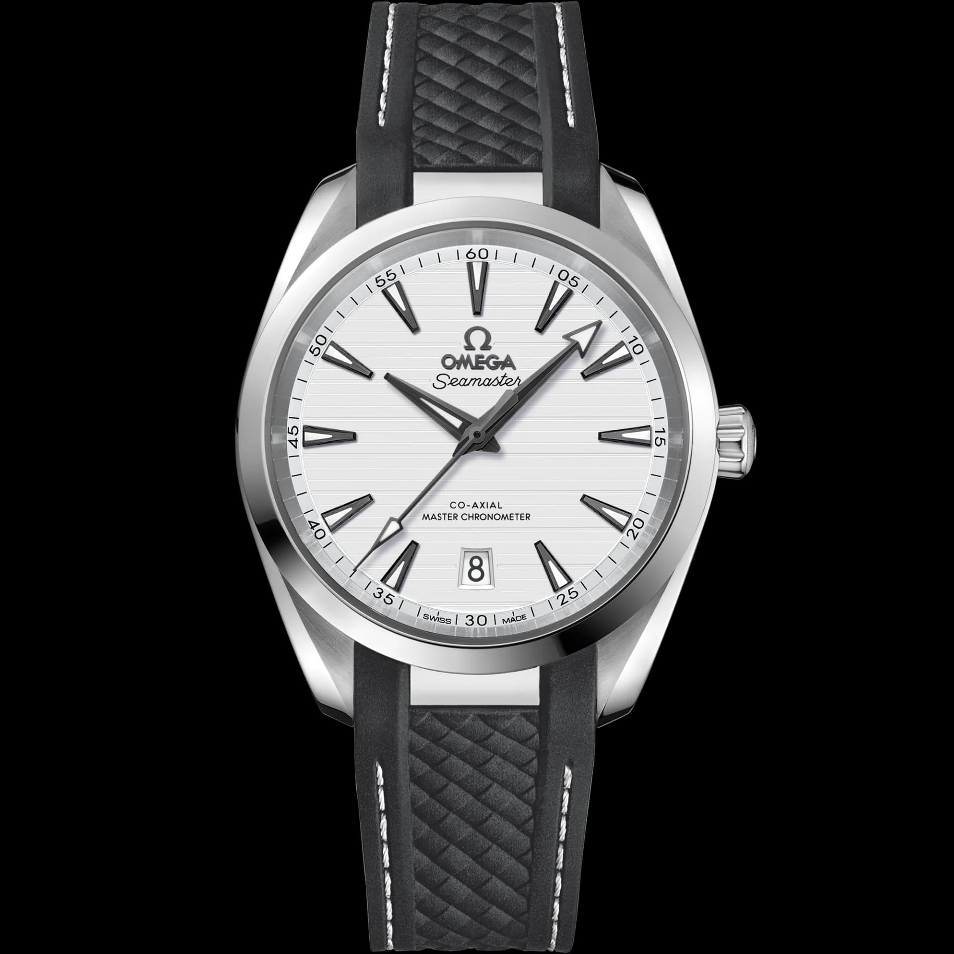 Omega Seamaster Aqua Terra 150M Co-Axial Master Chronometer 38 mm – Steel on Rubber Strap, Silver Dial 1