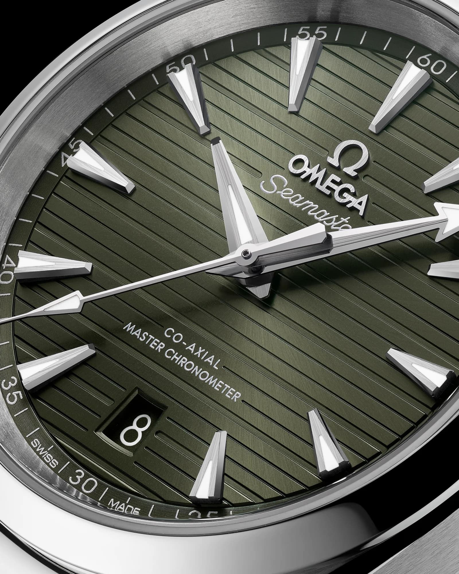 Omega Seamaster Aqua Terra 150M Co-Axial Master Chronometer 38 mm – Steel on Rubber Strap, Green Dial 3