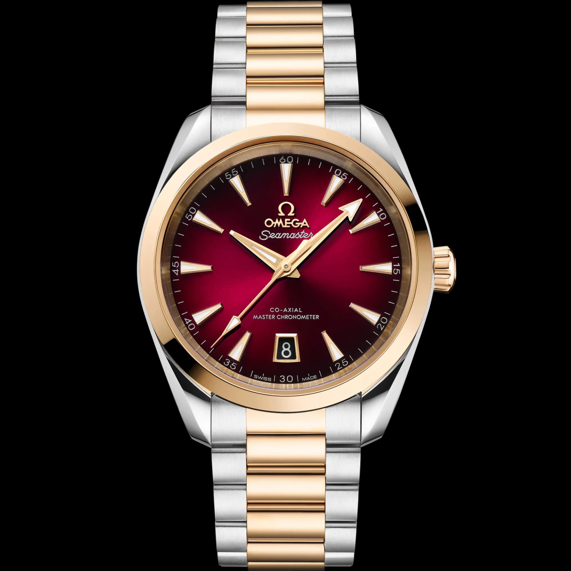 Omega Seamaster Aqua Terra 150M Co-Axial Master Chronometer 38 mm – Steel - Moonshine Gold on Steel - Moonshine Gold, Red Dial 1