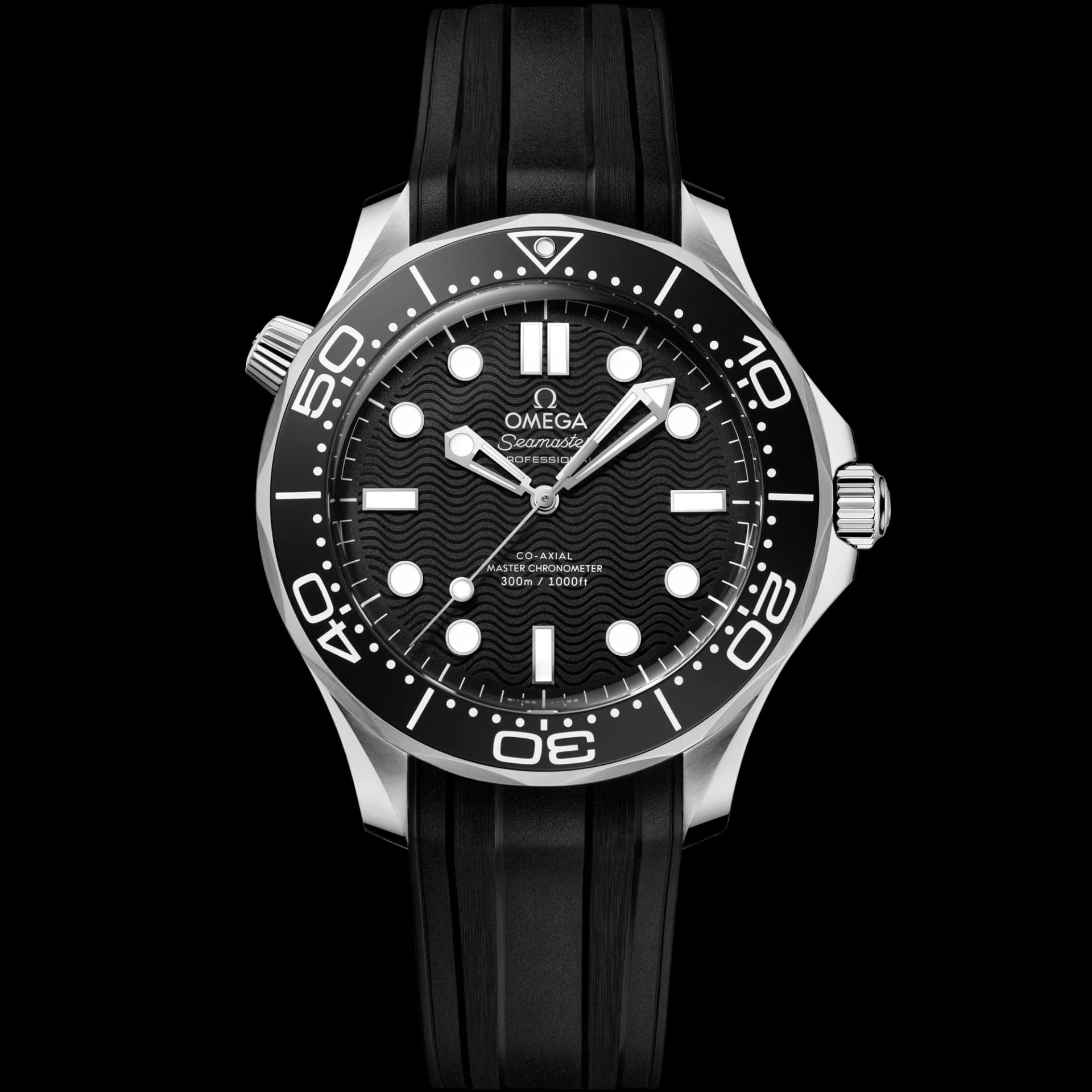 Omega Seamaster Diver 300M Co-Axial Master Chronometer 42 mm – Steel on Rubber Strap, Black Dial 1