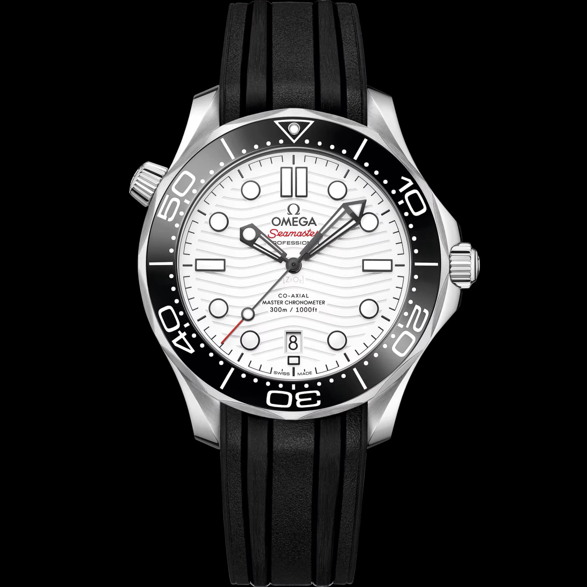 Omega Seamaster Diver 300M Co-Axial Master Chronometer 42 mm – Steel on Rubber Strap, White Dial 1