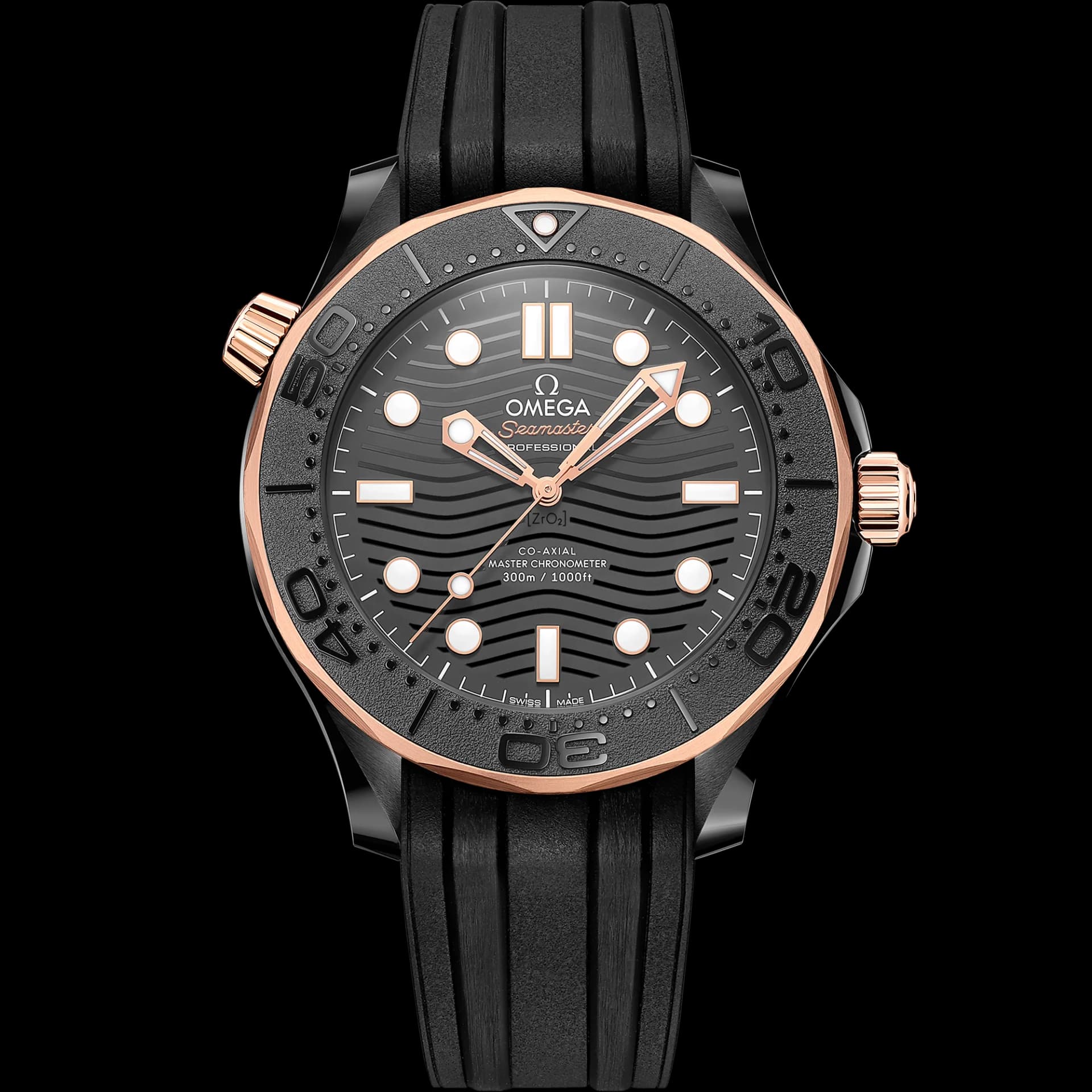 Omega Seamaster Diver 300M Co-Axial Master Chronometer 43.5 mm – Black Ceramic on Rubber Strap, Black Dial 1