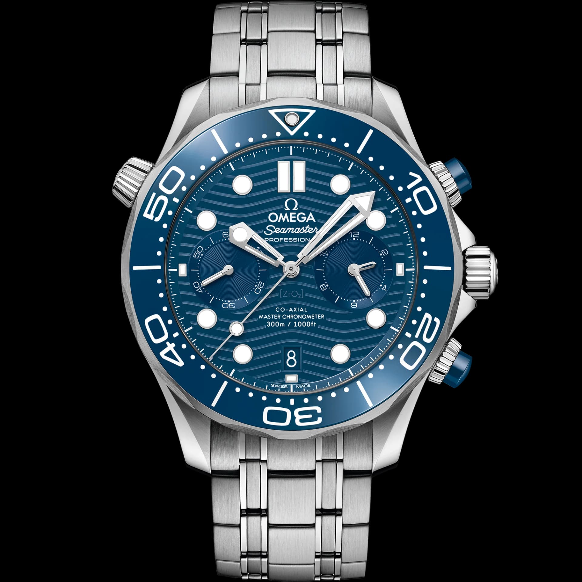 Omega Seamaster Diver 300M Co-Axial Master Chronometer Chronograph 44 mm – Steel on Steel, Blue Dial 1