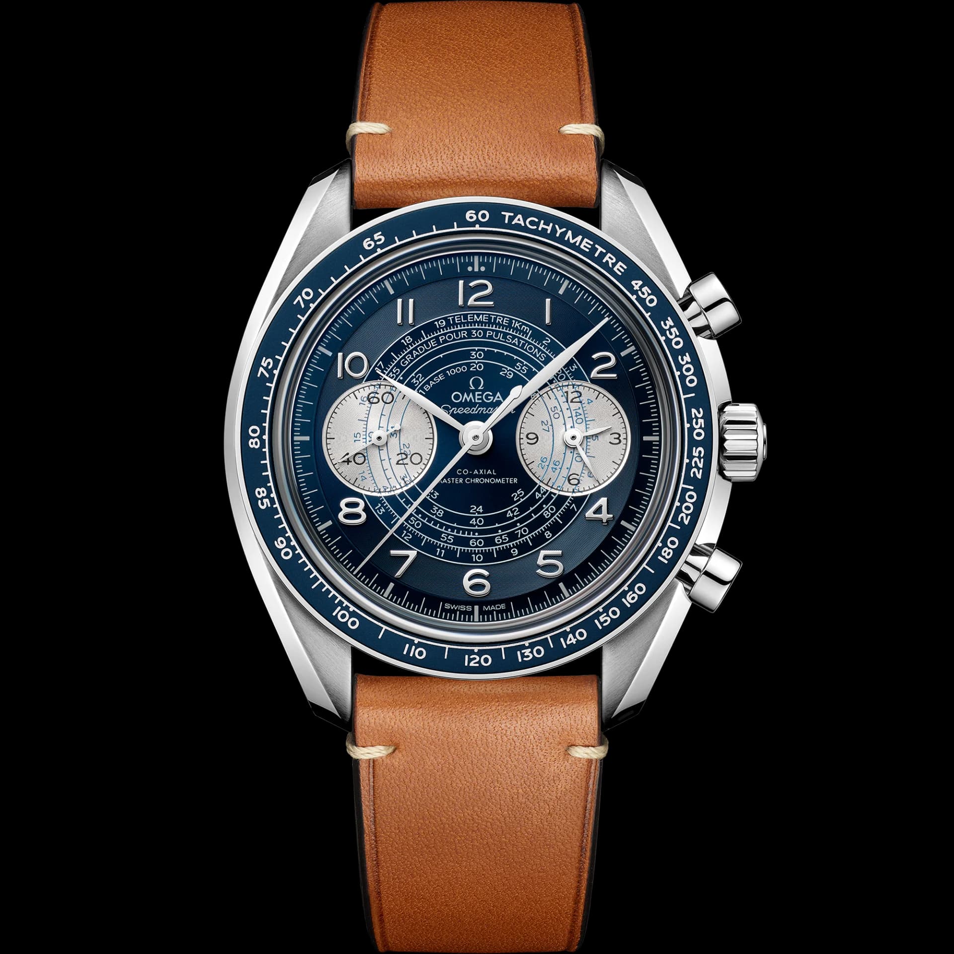 Omega Speedmaster Chronoscope Co-Axial Master Chronometer Chronograph 43 mm – Steel on Leather Strap, Blue Dial 1