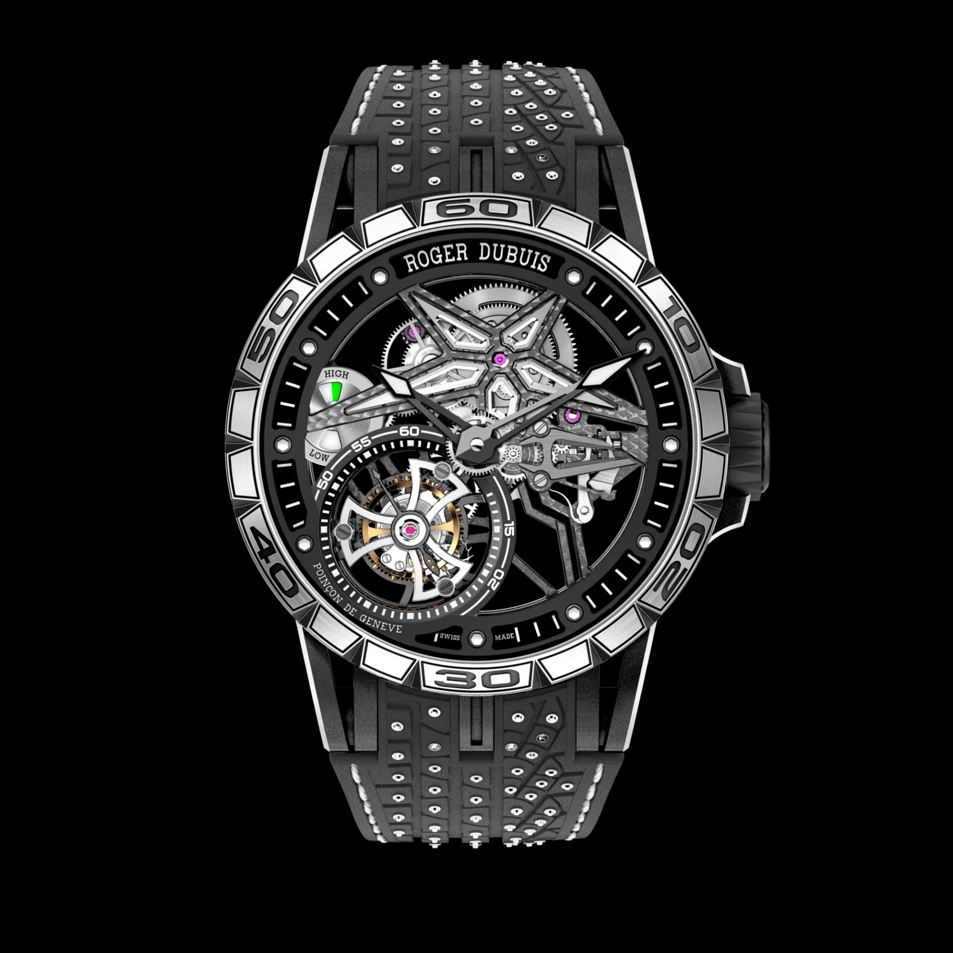 Roger Dubuis Excalibur Spider Monotourbillon Pirelli Black DLC Titanium 45mm – Kırmızı Kauçuk Kayış 1