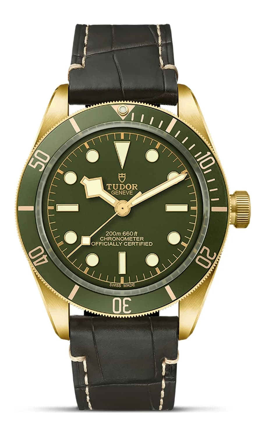 Tudor Black Bay 58 18K – 39 mm Yellow Gold, Green Dial, Brown Alligator Strap 1