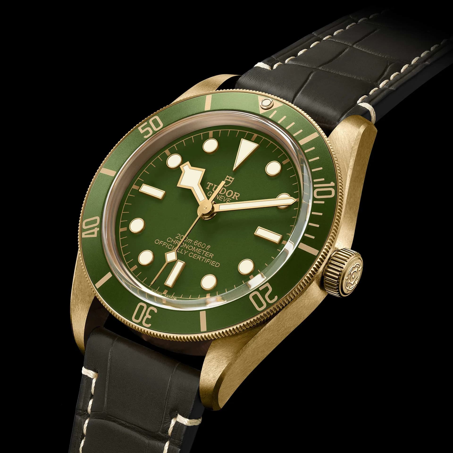 Tudor Black Bay 58 18K – 39 mm Yellow Gold, Green Dial, Brown Alligator Strap 3
