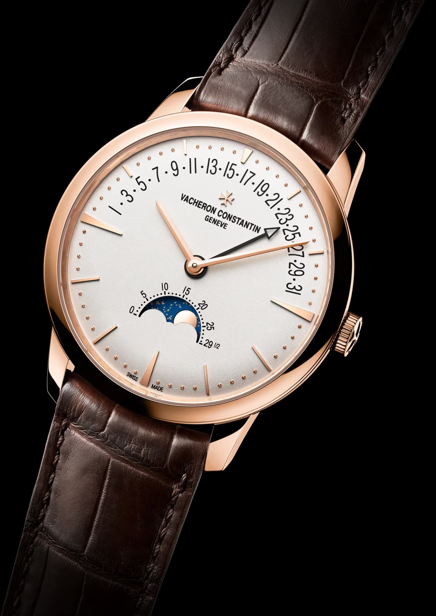 Vacheron Constantin Patrimony Moon Phase Retrograde Date 42.5 mm Pink Gold – Kahverengi Kayış 2