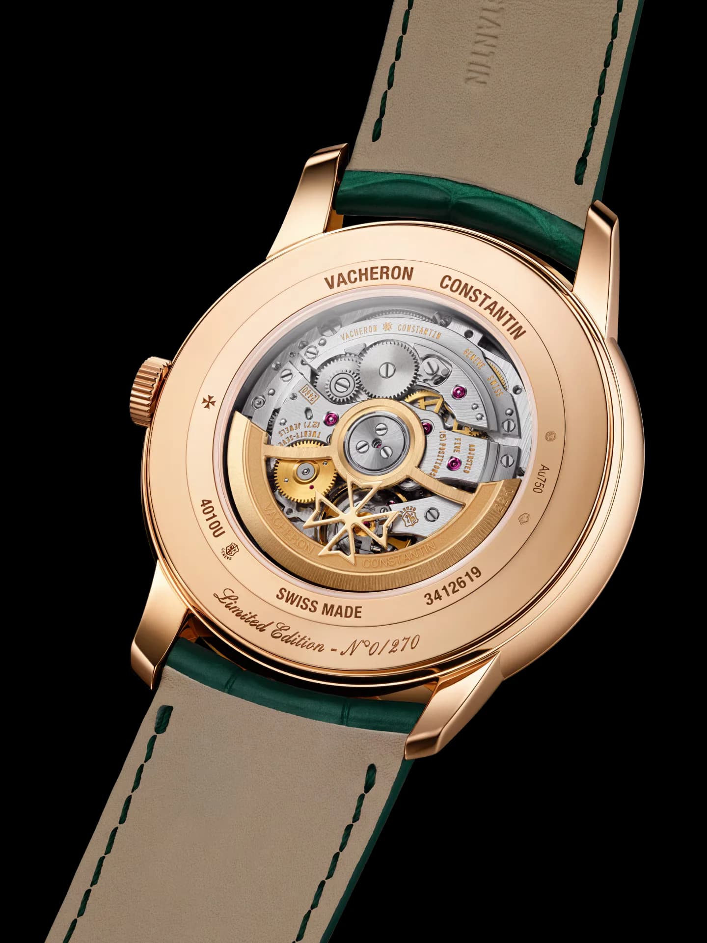 Vacheron Constantin Patrimony Moon Phase Retrograde Date 42.5 mm Pink Gold – Yeşil Kayış 2