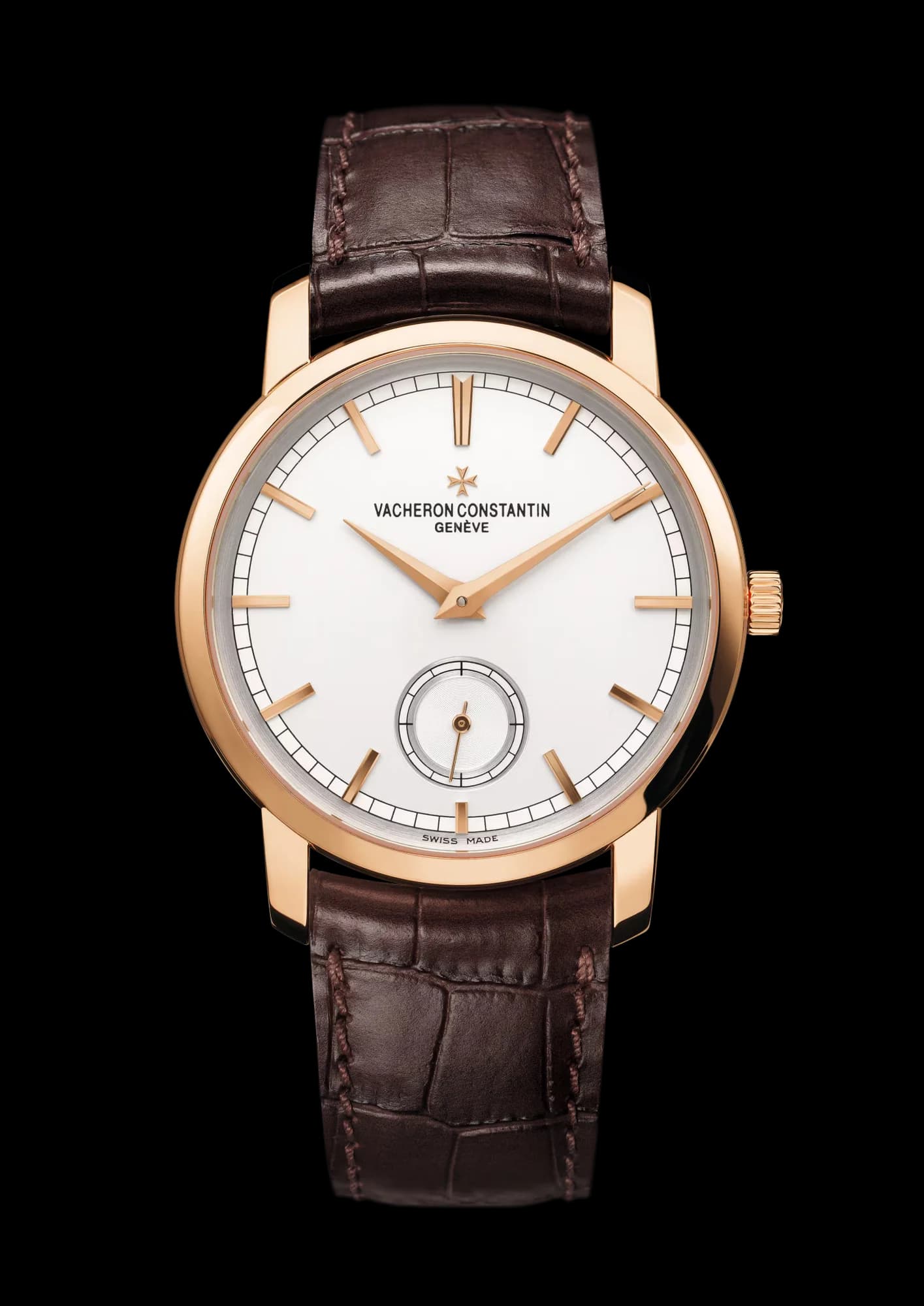 Vacheron Constantin Traditionnelle Manual-Winding 38 mm Pink Gold – Gümüş Kadran, Kahverengi Kayış 1