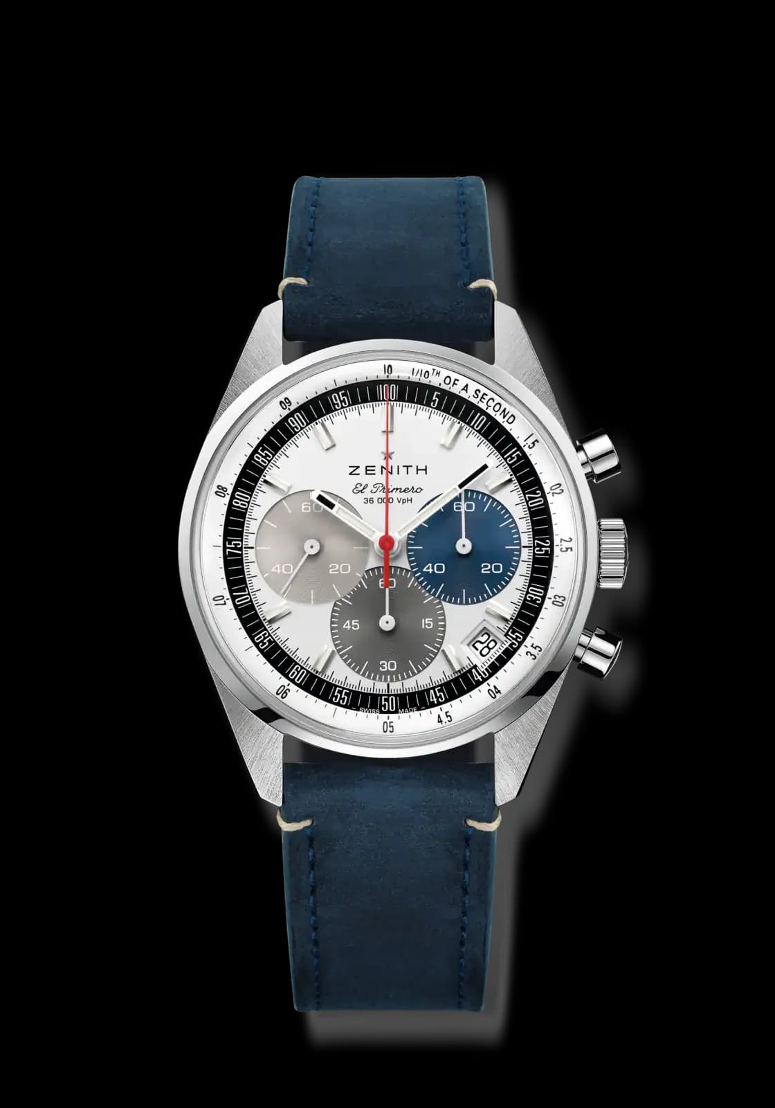 Zenith Chronomaster Original – Çelik, Beyaz Kadran, Deri Kayış 1