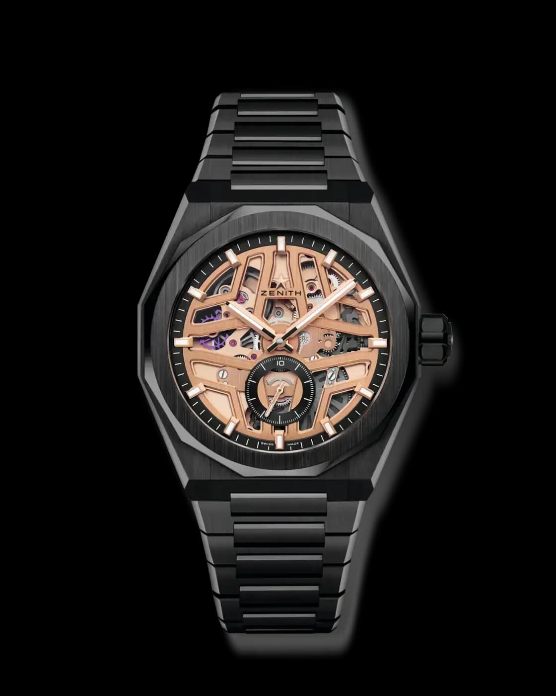 Zenith Defy Skyline Skeleton – Siyah Seramik, Altın Rengi Ajurlu Kadran 1